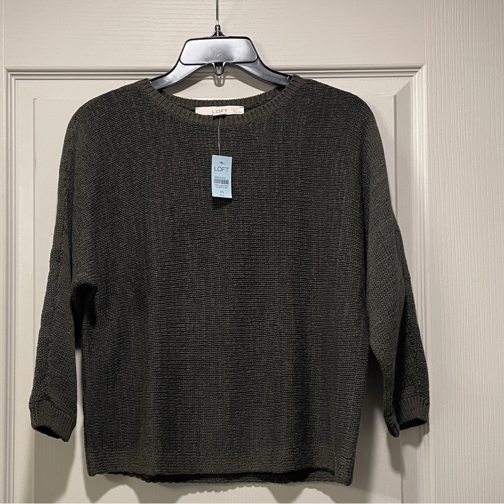 NWT Loft Dark Green Knit Sweater XSP